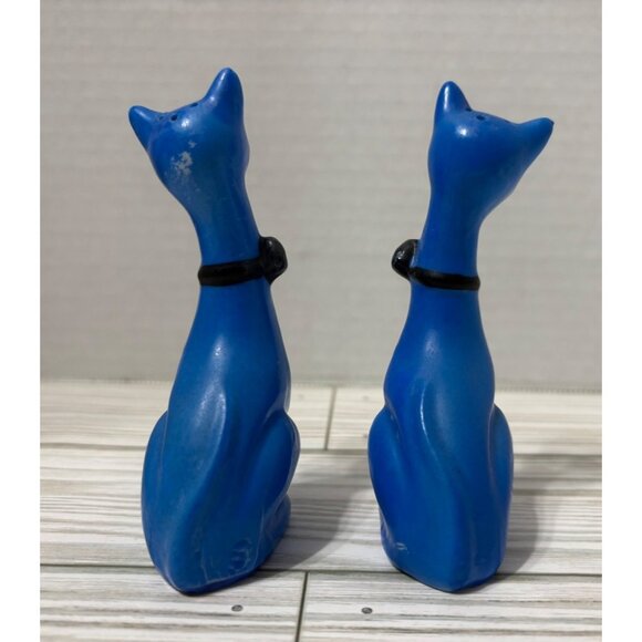 VTG Blue Cat Long Neck Salt & Pepper Shakers MCM Kitschy 4.25" - Picture 2 of 6